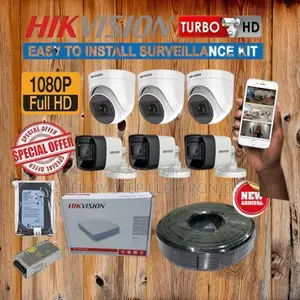Hikvision 6 Cameras 2mp Full Hd CCTV Kit With Dvr, HDD + Power Supply