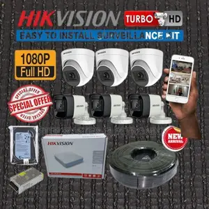 6 Hikvision CCTV Cameras Kit 1080p 2mp DVR + 500gb Hard Disk Package