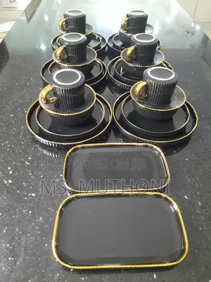 Grey / Gold Elegant 32 PCS European Porcelain Dinner Set