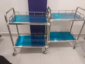 Instrument Trolley, Medicine Trolley, Hospital Trolley; 2 Shelves