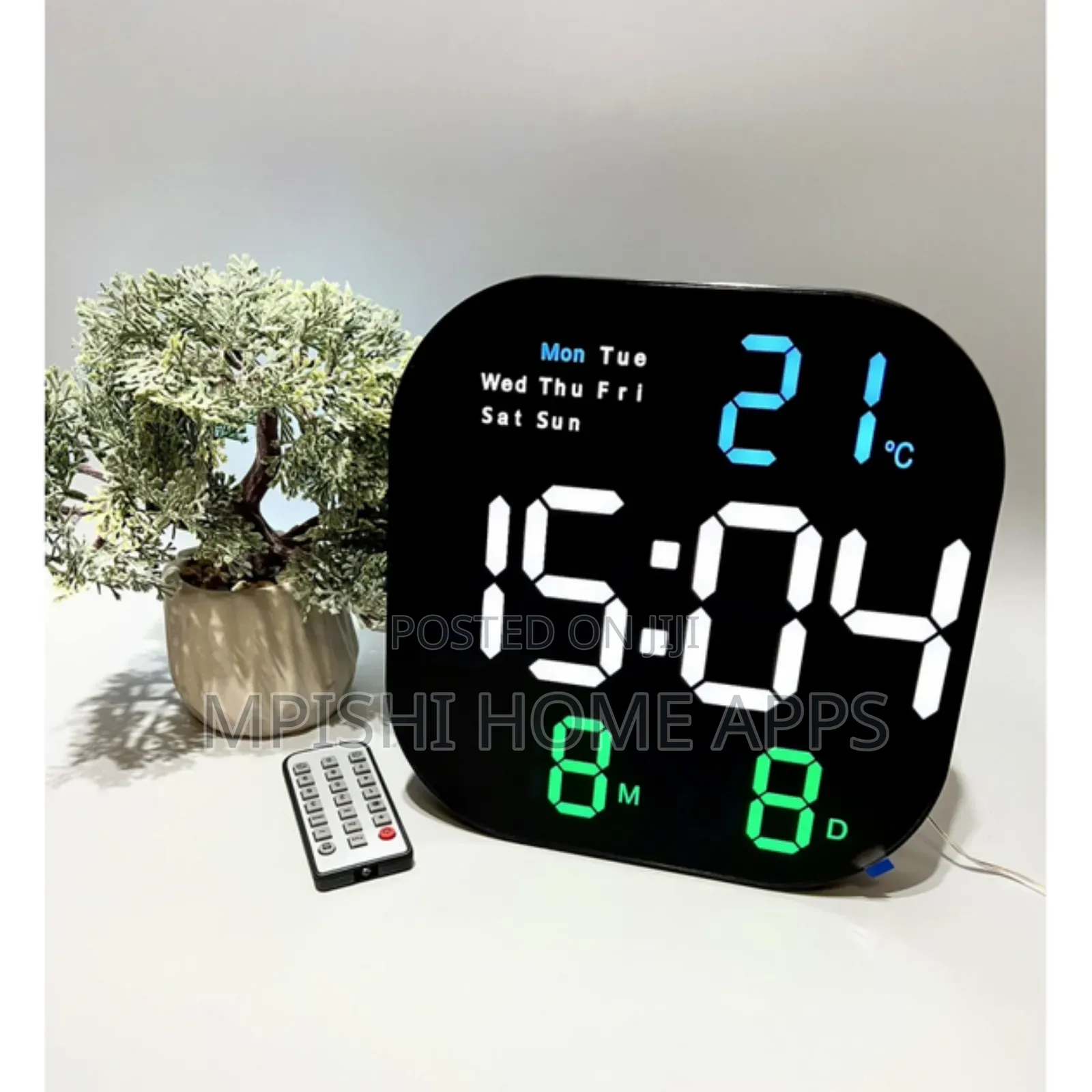 Square Digital Wall Clock 23cm × 23cm