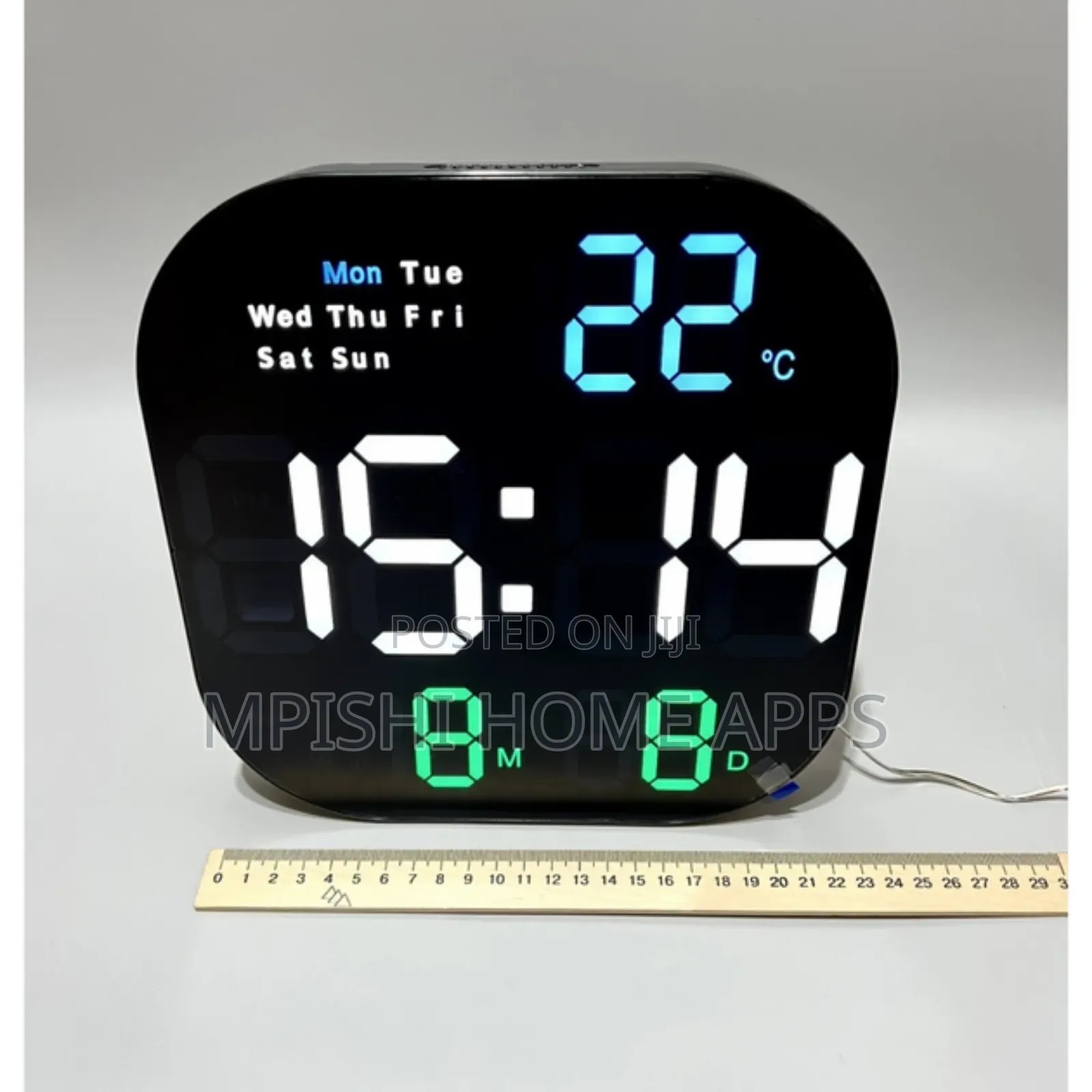 Square Digital Wall Clock 23cm × 23cm