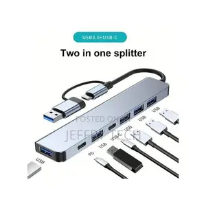 7 in 1 Usb 3.0 Hub, Type-C Splitter, Adapter, Dual Head Docking Statio