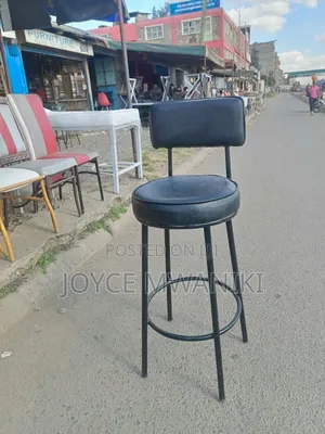 Bar Stool or Counter Stool, Black Leather 