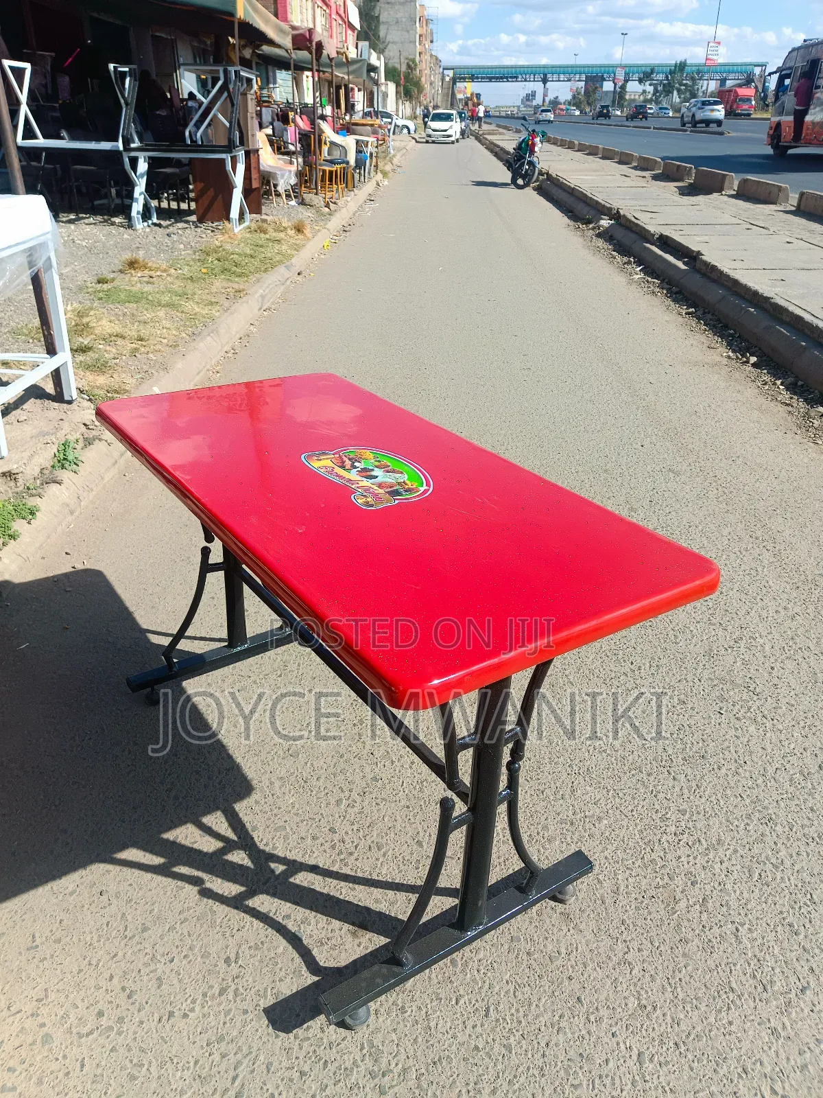 Marble 4 by 2 Restaurant Table, With Branding , Red 