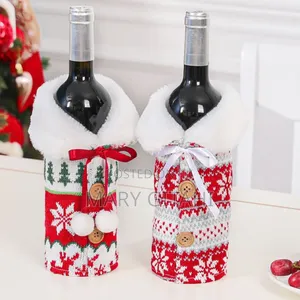 Fluffy Christmas Wine Bottle Cover Merry Christmas Decorations