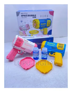 2 in 1 Bubble Gun. Colours: Blue and Pink 2 Pieces in a Box