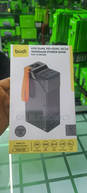 Budi Pb810b Is a 30,000mah, 65w Fast-Charging Power Bank.
