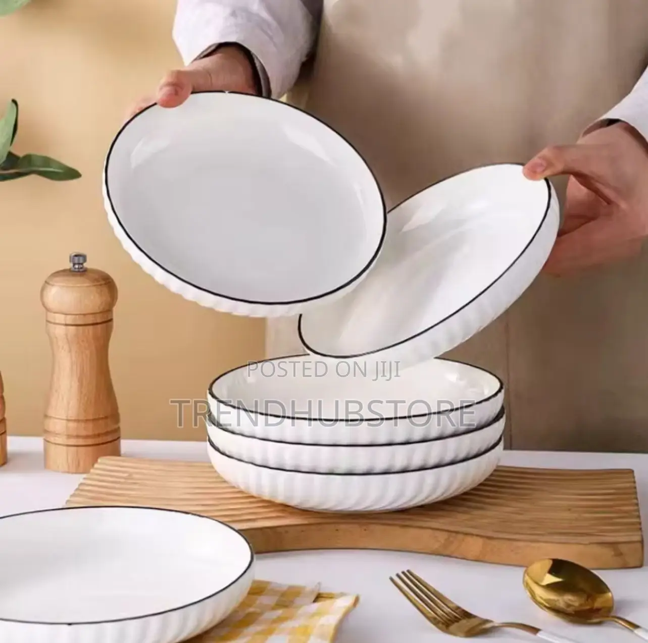 Japanese ‘8’ Inch Big Dinner Plates – 6pcs Premium Ceramic Set