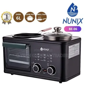 Nunix Breakfast Maker 6l 3 In 1 Oven With Cookpot And Grill Pan Be06
