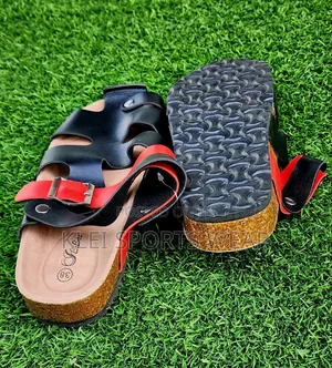 Black and Red Cork Sandals