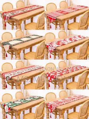 Christmas Knitted Fabric Tablecloth Runner With Tassels