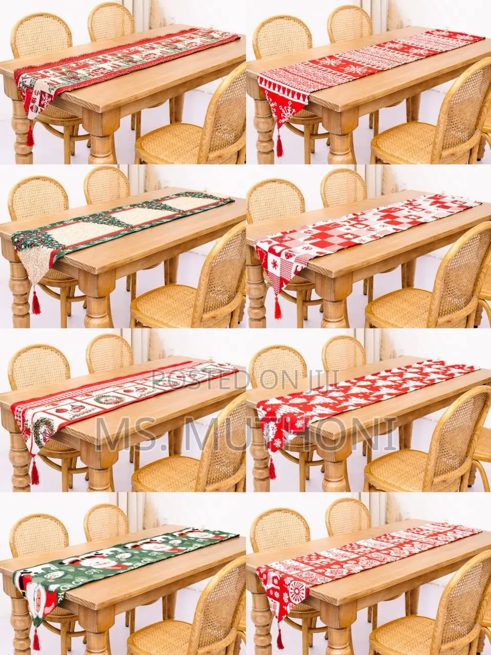 Christmas Knitted Fabric Tablecloth Runner With Tassels