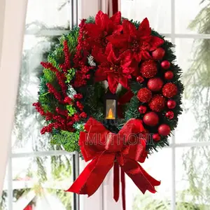 Front Door / Wall Christmas Wreath With a Lamp