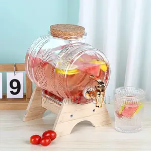 5l Glass Water Dispenser With Silver Faucet Stand,