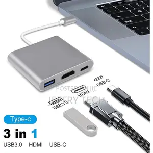 Usb C to Hdmi Multiport Adapter,3-in-1 Type-C Hub to Hdmi Output/Us