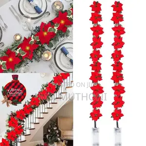 2m Christmas Poinsettia Garland