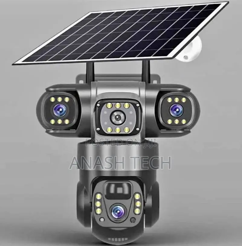 Manageble 4lens Three Screen View Solar PTZ Camera