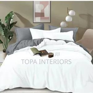 Two Sided White and Grey Cotton Duvet Cover Sets