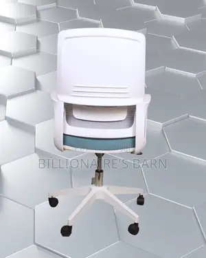 Space-Saving White Ergonomic Mesh Office Chair | Padded Armrests