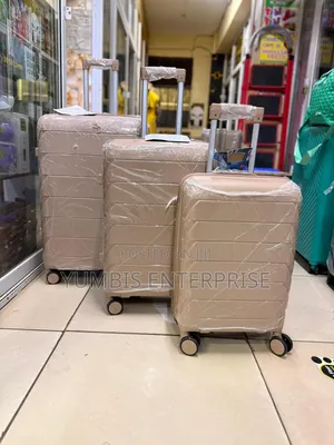 Beige Rubber Suitcase Set of 3 in 1