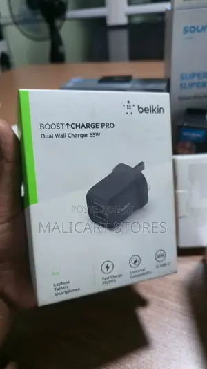 Belkin Boost Charge Pro Dual Usb-C Gan Wall Charger 65w