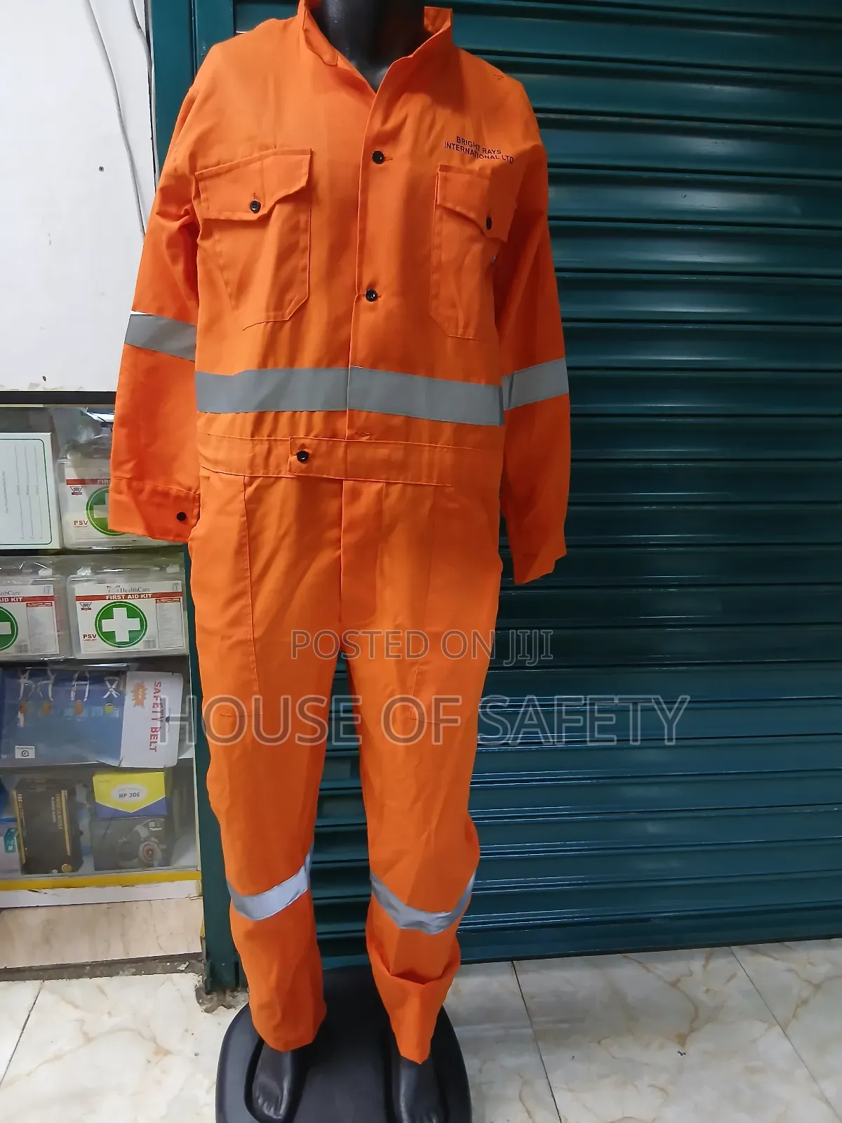 Buttoned Orange Coveralls For Men