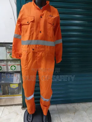 Buttoned Orange Coveralls For Men