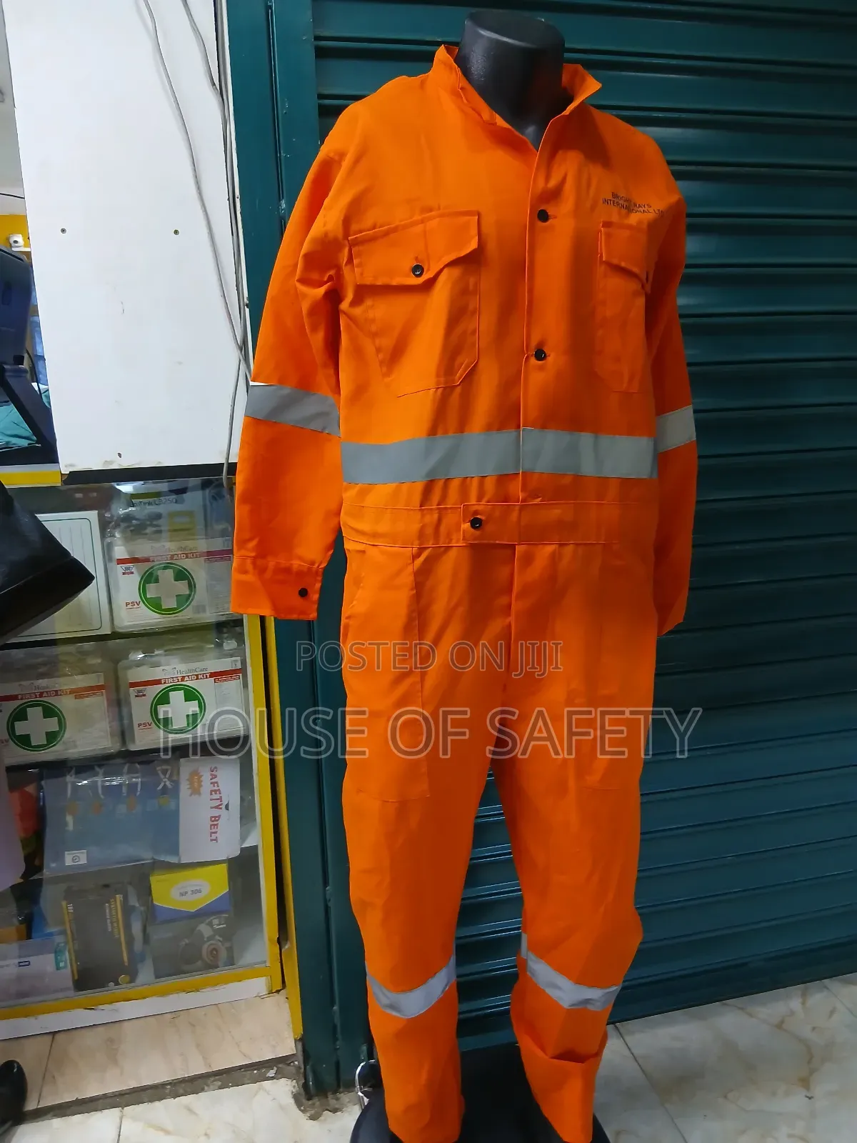 Buttoned Orange Coveralls For Men