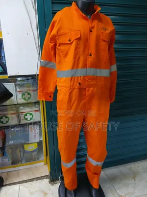 Buttoned Orange Coveralls For Men
