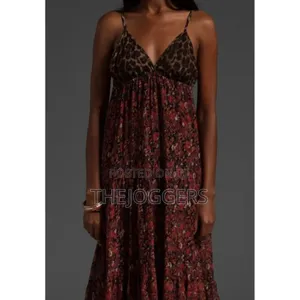 Blu Moon Leopard Floral Multi Color Brown Cami Maxi Dress