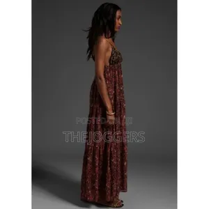 Blu Moon Leopard Floral Multi Color Brown Cami Maxi Dress