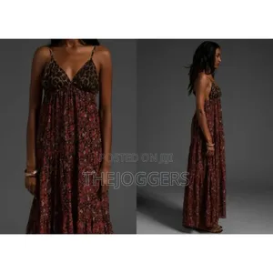 Blu Moon Leopard Floral Multi Color Brown Cami Maxi Dress