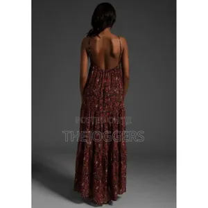 Blu Moon Leopard Floral Multi Color Brown Cami Maxi Dress