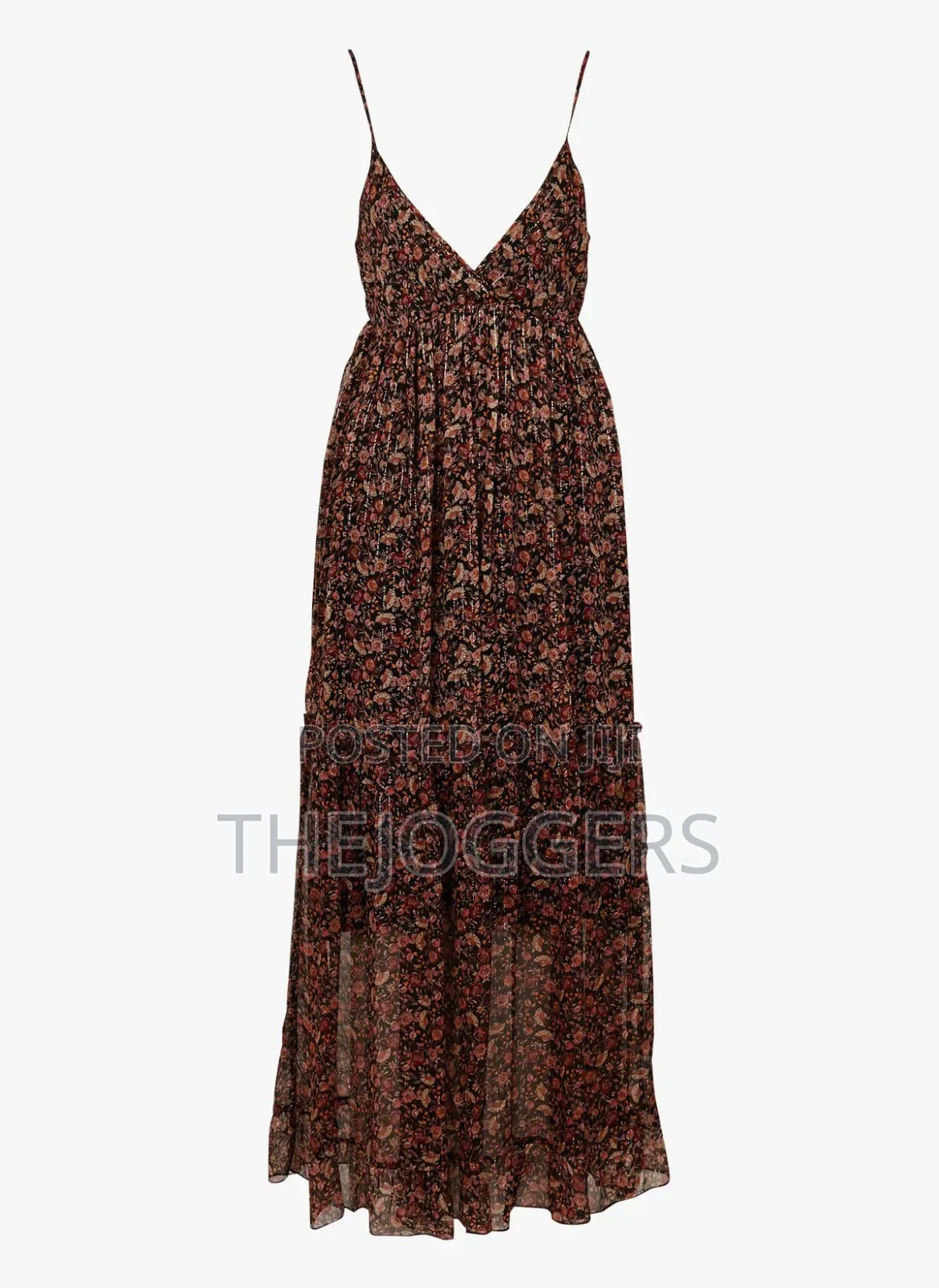 Blu Moon Leopard Floral Multi Color Brown Cami Maxi Dress