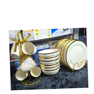 18pc White Gold Dinner Set