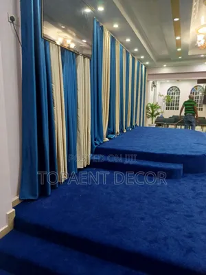 Beige and Blue Holy Pulpit Curtains