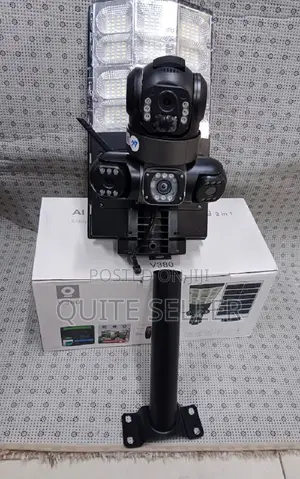 V380 CCTV With Tripple Lens Solarenergy 4g Simcard Flood Light
