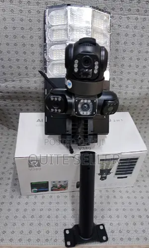 V380 Tripple /Three Screens Camera Solar Powered - Pir Human Detection