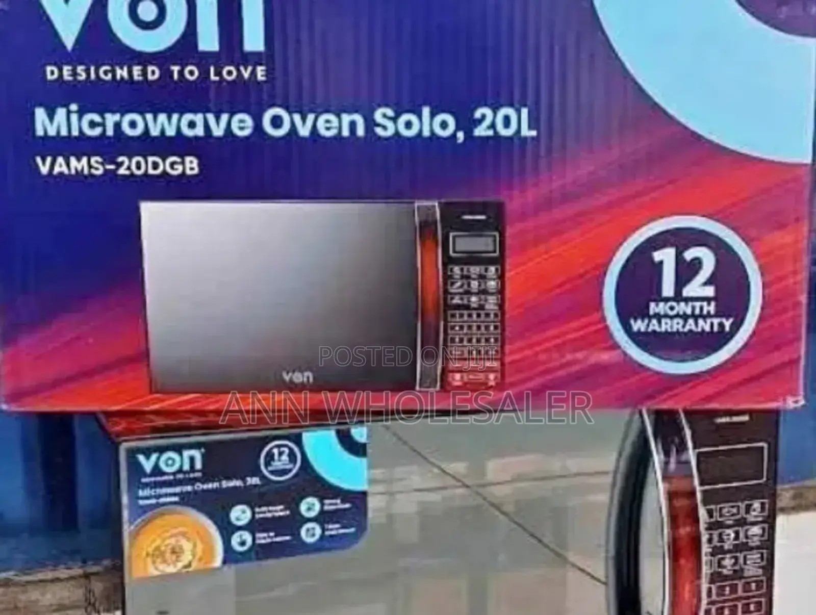 Black Von Microwave 12 Months Warranty