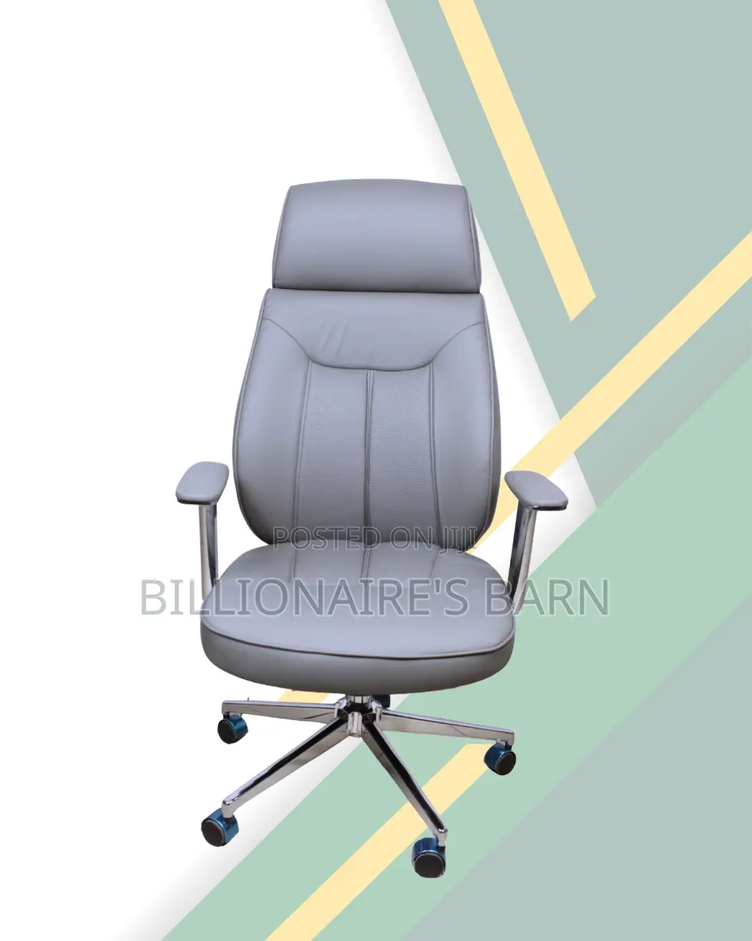 High-Back Grey Executive Leather Office Chair | Mesh Backrest