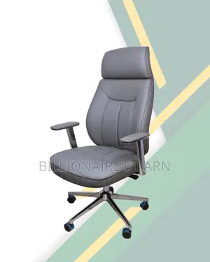 High-Back Grey Executive Leather Office Chair | Mesh Backrest