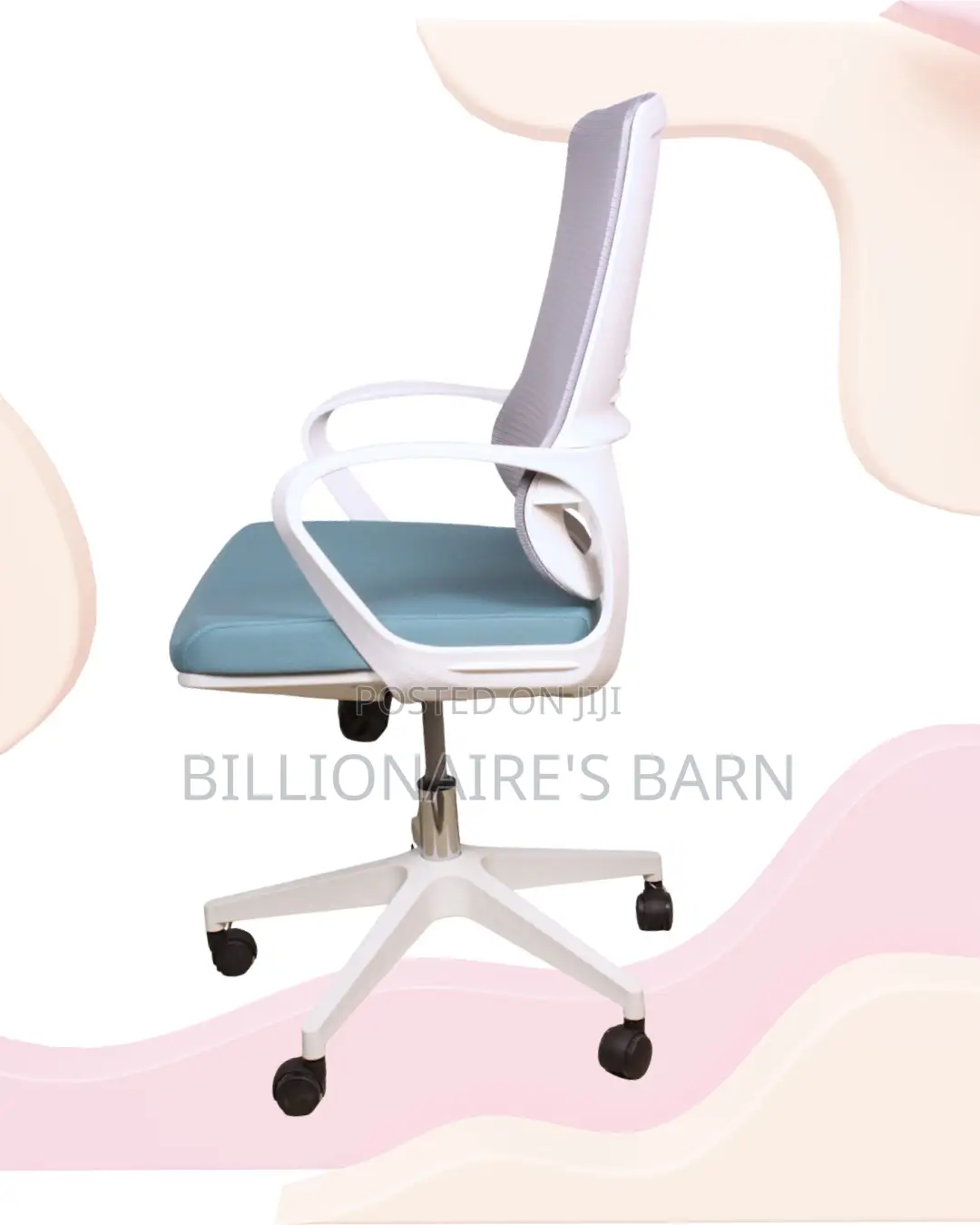 Space-Saving White Ergonomic Mesh Office Chair | Swivel Base