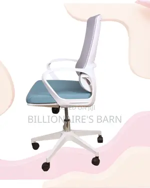 Space-Saving White Ergonomic Mesh Office Chair | Swivel Base