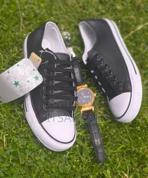 Black and White Leather Converse All Star Sneakers