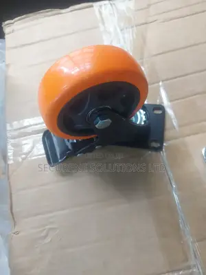 4" an Orange Polyurethane (Pu) Swivel Caster Wheel With a Brake