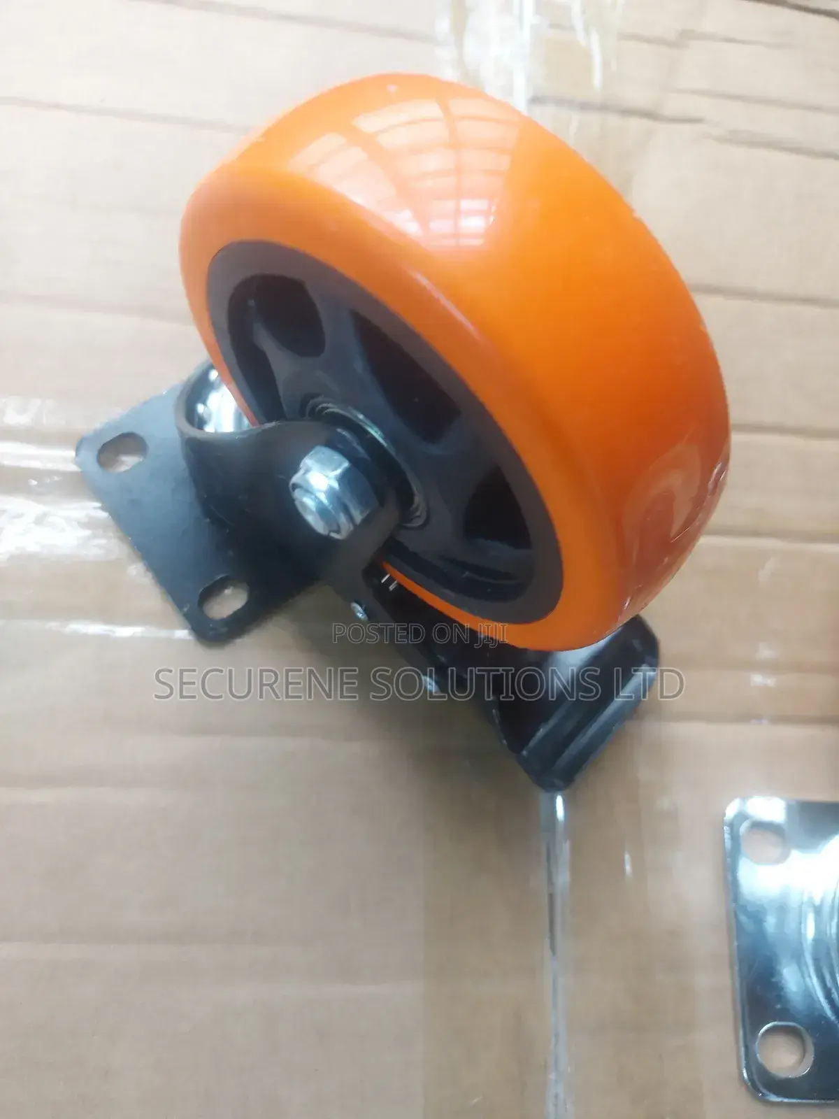 4" an Orange Polyurethane (Pu) Swivel Caster Wheel With a Brake