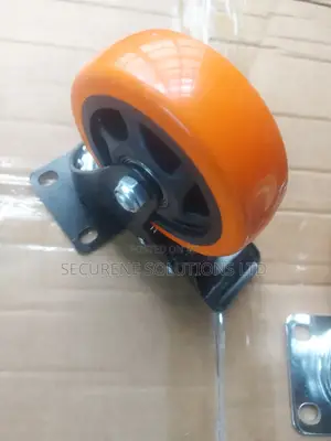 4" an Orange Polyurethane (Pu) Swivel Caster Wheel With a Brake