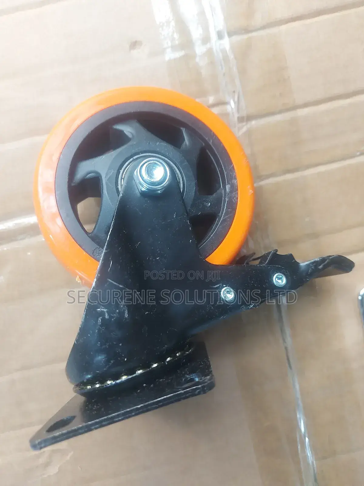 4" an Orange Polyurethane (Pu) Swivel Caster Wheel With a Brake