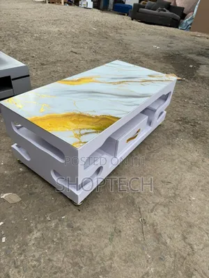 Executive Black Gold Coffee  Table With Marble Topping